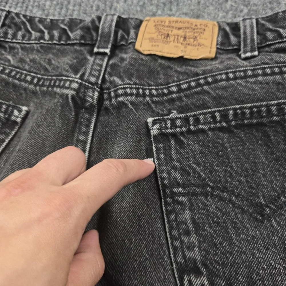 Vintage 90s Levis 550 Jeans Mens 36x29 Husky Gray Tapered Relaxed Distressed USA